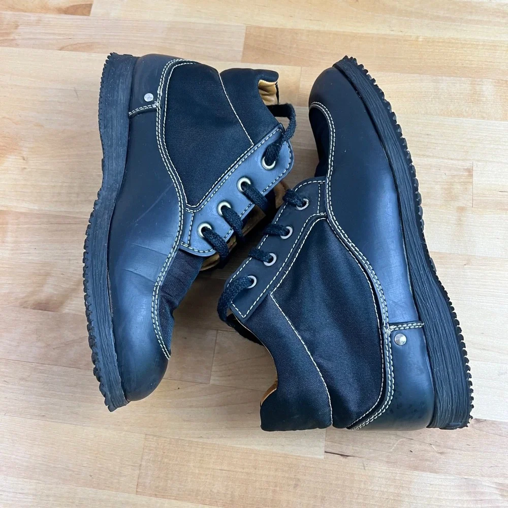 Hogan Black Leather Canvas Lace Up Ankle Boots Italian Designer Shoes‎ Size 39